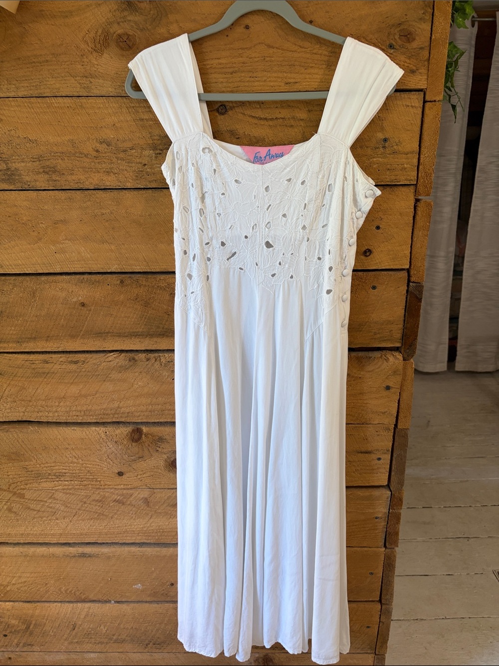 White Eyelet Maxi Dress with Wide Straps by Unknown Brand